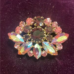 Vintage Gold and Pink Brooch